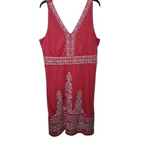 INC International Concepts Women 1X Pink Embroidered Pima Cotton Modal Dress